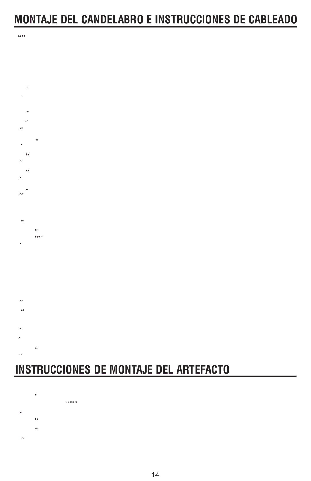 Westinghouse 120112 owner manual INSTRUCCIONES DE Montaje DEL Artefacto, Montaje DEL Candelabro E Instrucciones DE Cableado 